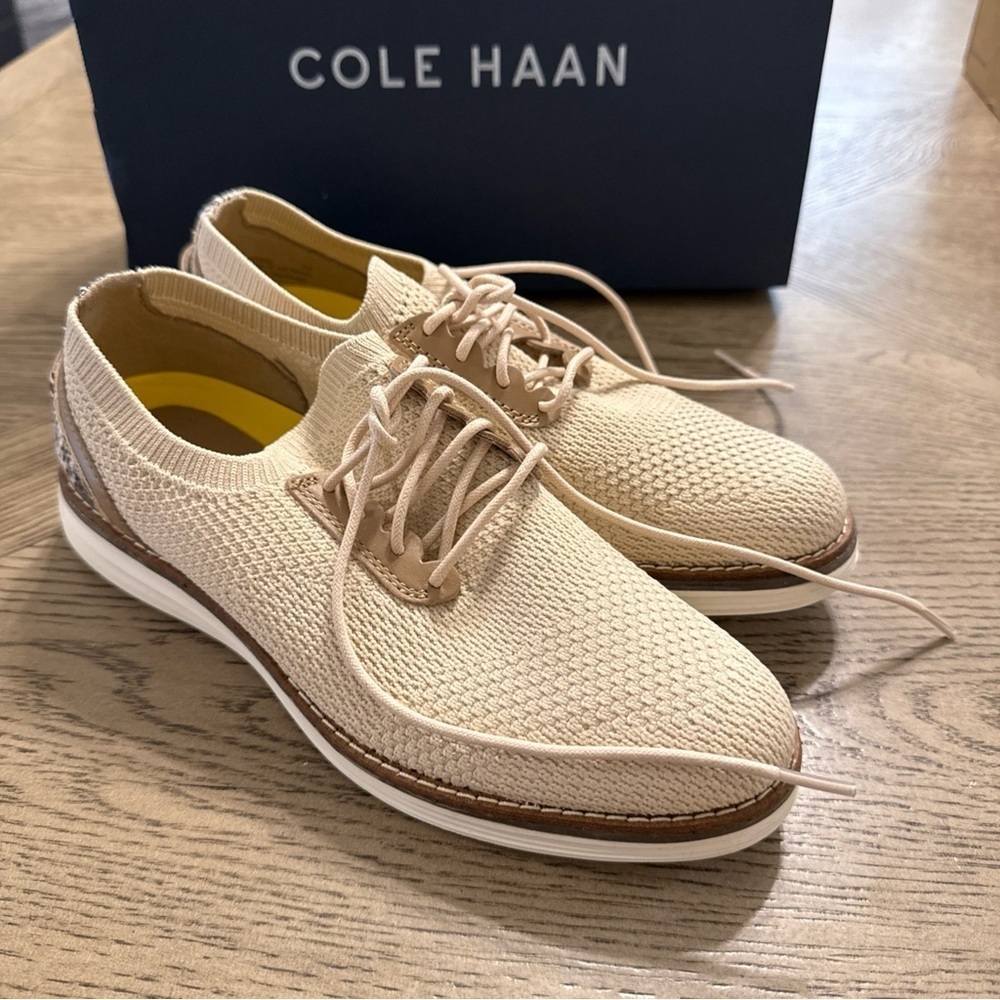 Cole Haan Ivory Original Grand Meridian Oxford Faux Snakeskin Shoes 5B